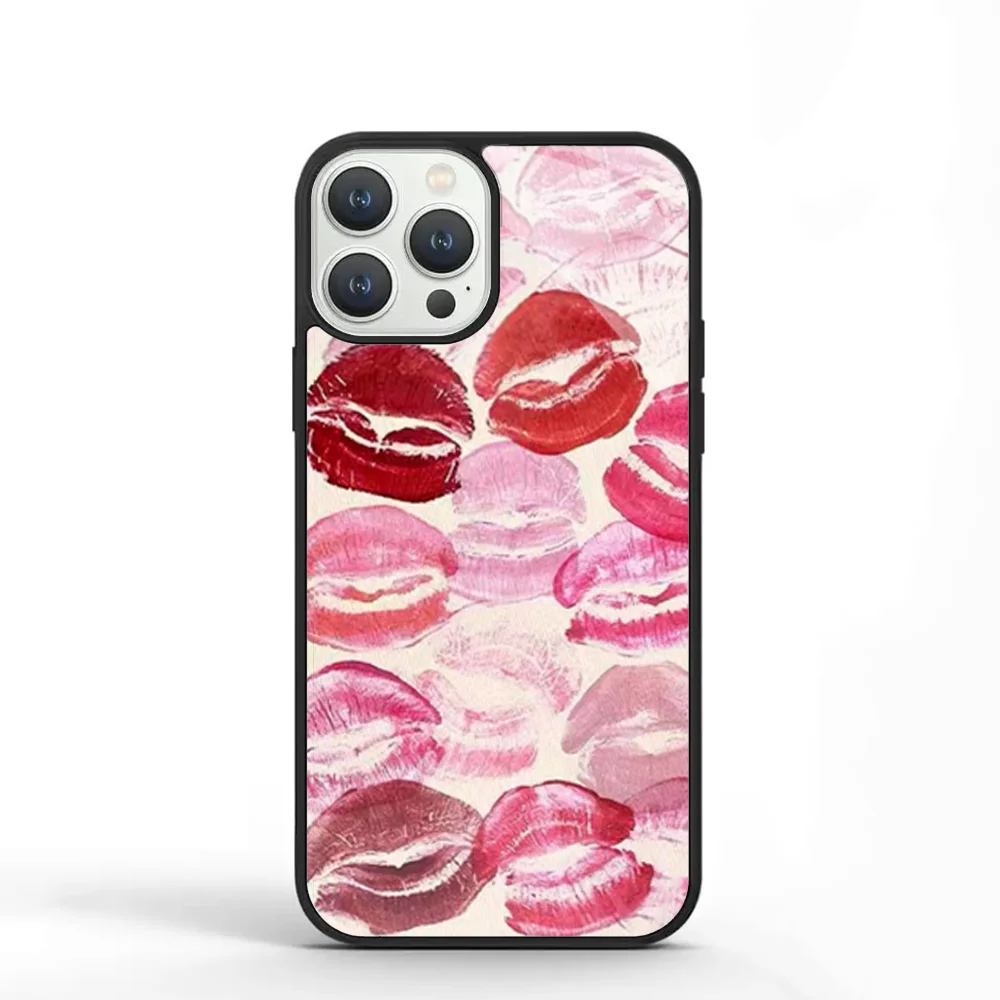 Чехол для телефона с узором в виде целуев для IPhone 11 12 13 14 15 Plus Pro Max, зеркальный акриловый чехол из поликарбоната и ТПУ