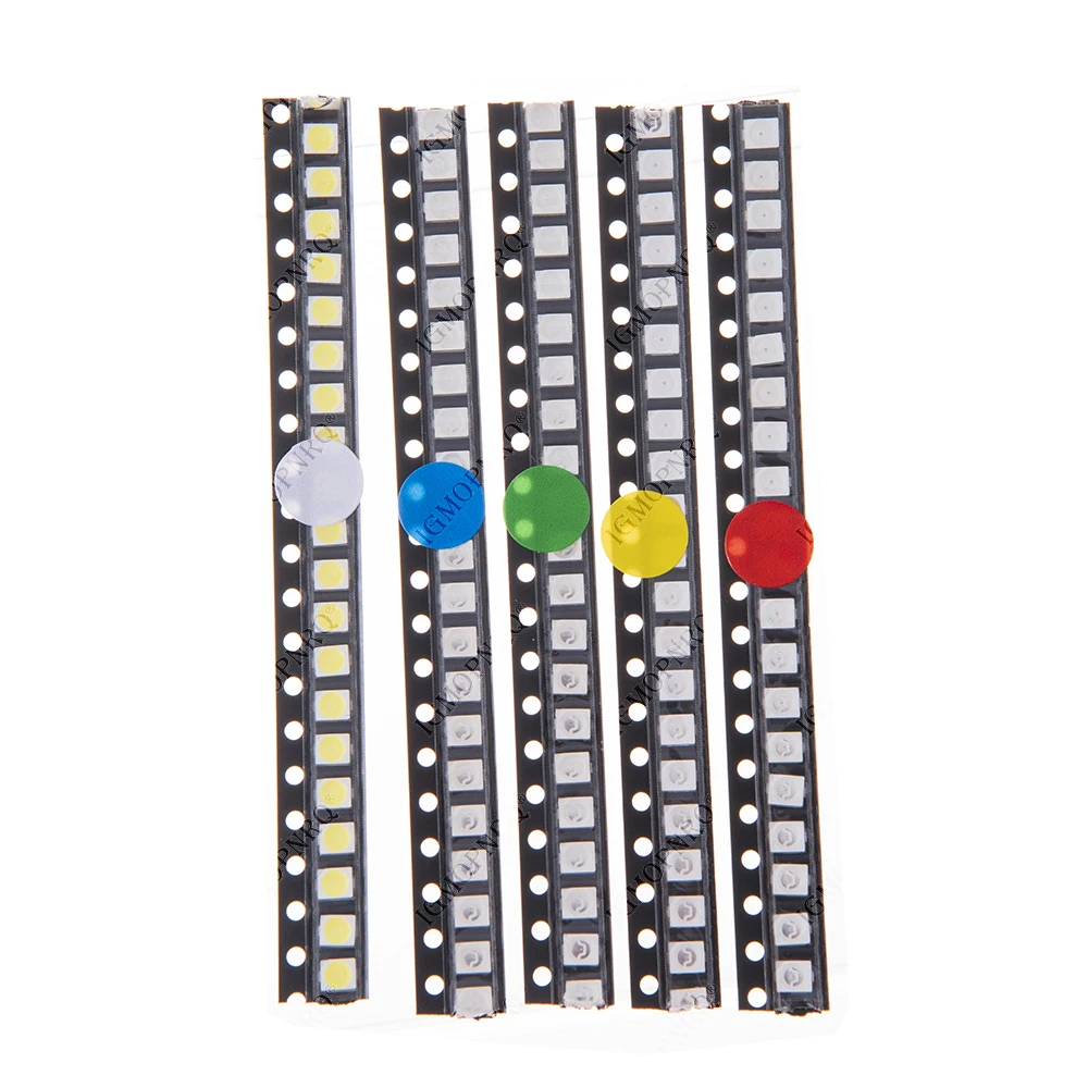 5colors each 20pcs=100PCS 3528 1210 SMD LED Kits Red Yellow Blue Green White light-emitting diode Luminescent tube
