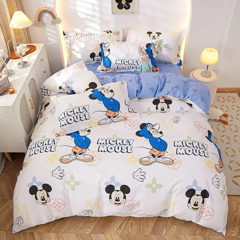 

Милое постельное белье с Микки Диснеем, креативное кавайное мужское и женское летнее приятное для кожи мягкое пододеяльник, комплект простыней, подарок из 4 предметов
