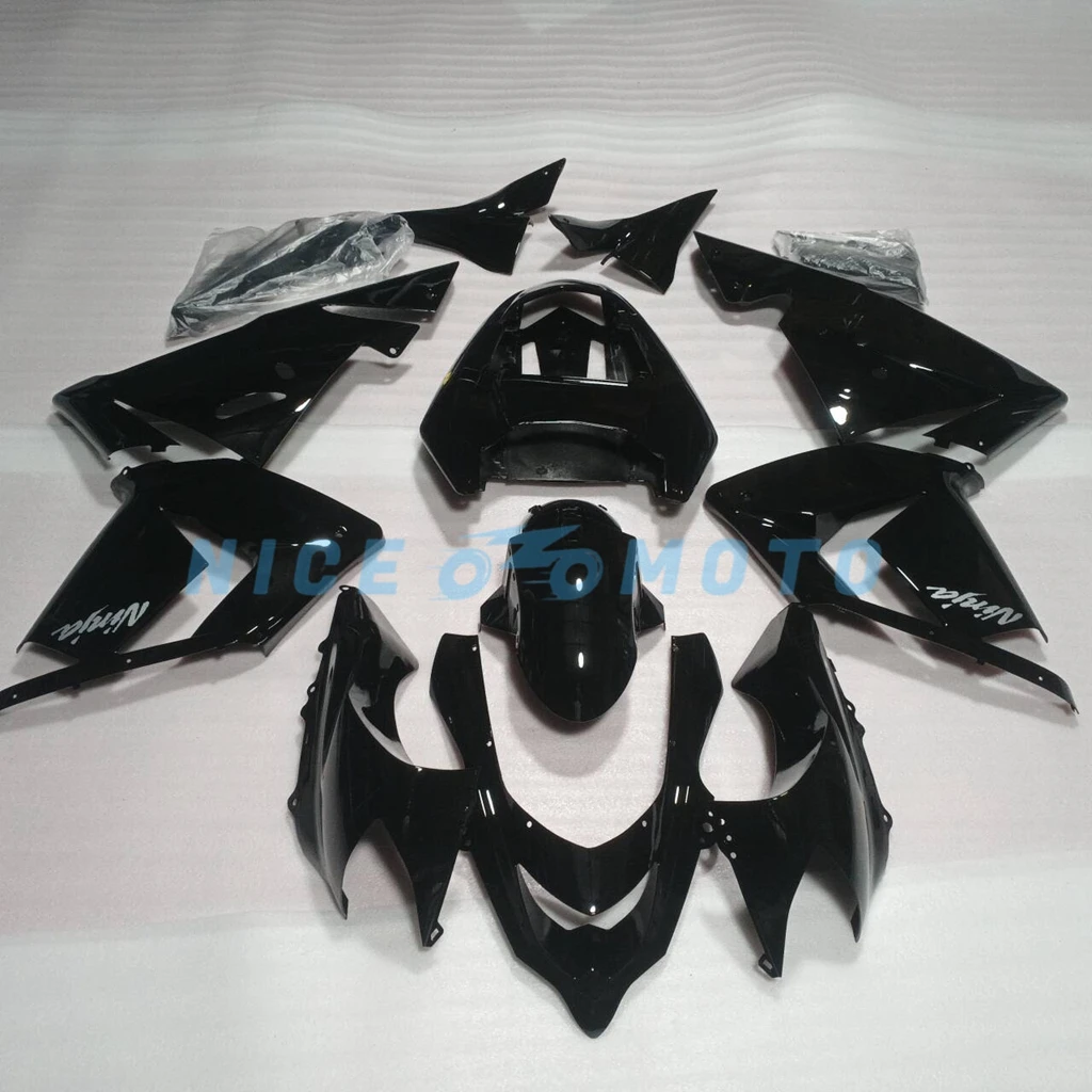 New Fairing Kits for  Ninja ZX10R ZX1000C  ZX-10R ZX 10R 2004 2005 Black Fairing White stickers