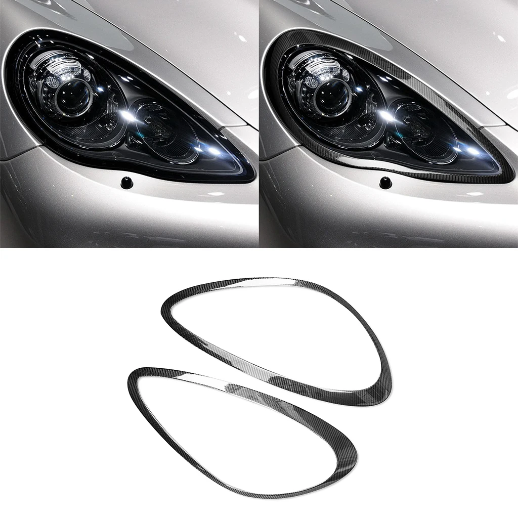 

2Pcs Carbon Fiber Car Headlights Eyebrow Eyelids Trim Cover For Porsche Panamera 970 2009-2013 Car Stickers Eyelids Trim Cover
