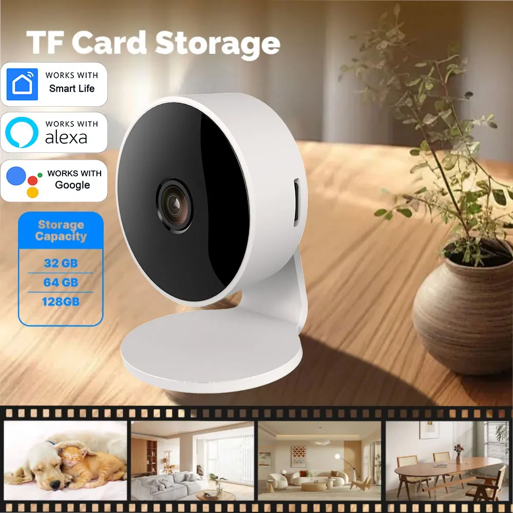 4MP WiFi-camera Tuya Smart Indoor Draadloze IP-bewakingscamera AI Detecteer Nachtzicht Babyfoon Ondersteuning Google Home Alexa