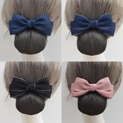 Elegant Ribbon Bowknot Spring Clip Headwear Hairpin Bun Snood Hair Accessories Ponytail Clip Hair Net Cover Nurse