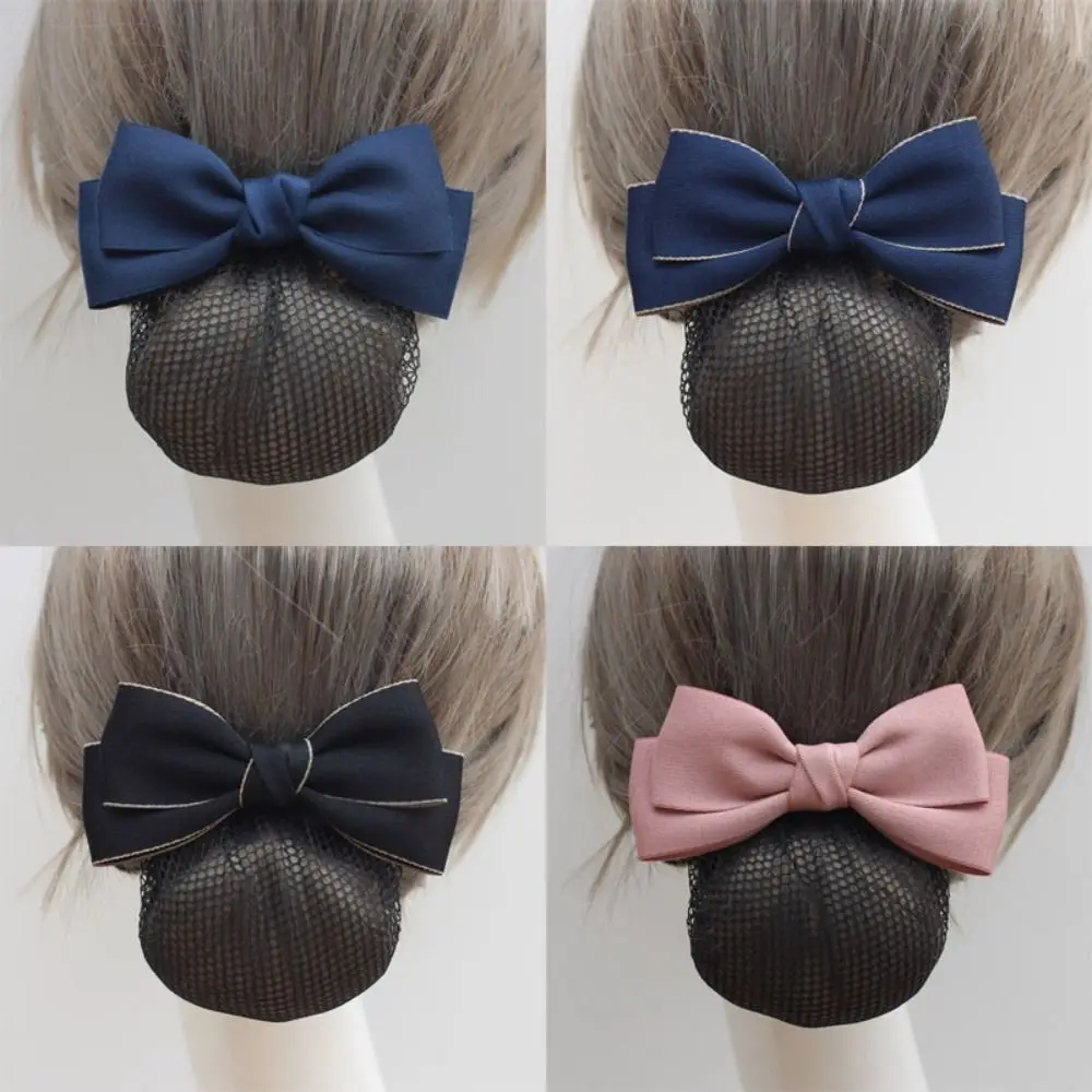 Elegancka wstążka Bowknot sprężynowy klips nakrycia głowy szpilka kok Snood akcesoria do włosów kucyk klip siatka na włosy pielęgniarka