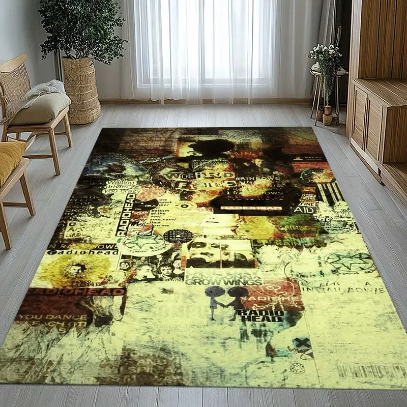 British Rock Band R-Radiohead Soft Large Non-Slip Area Rug,Carpet Mat for Living Room,Bedroom,Playroom & Sofa,Home Decor Gift