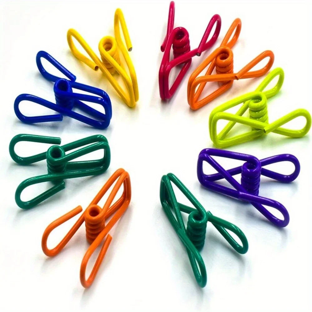 20PCS Coated Multi-Functional Food Bag Clips Heavy Duty Stainless Steel Clothes Clips Mixed Colors
