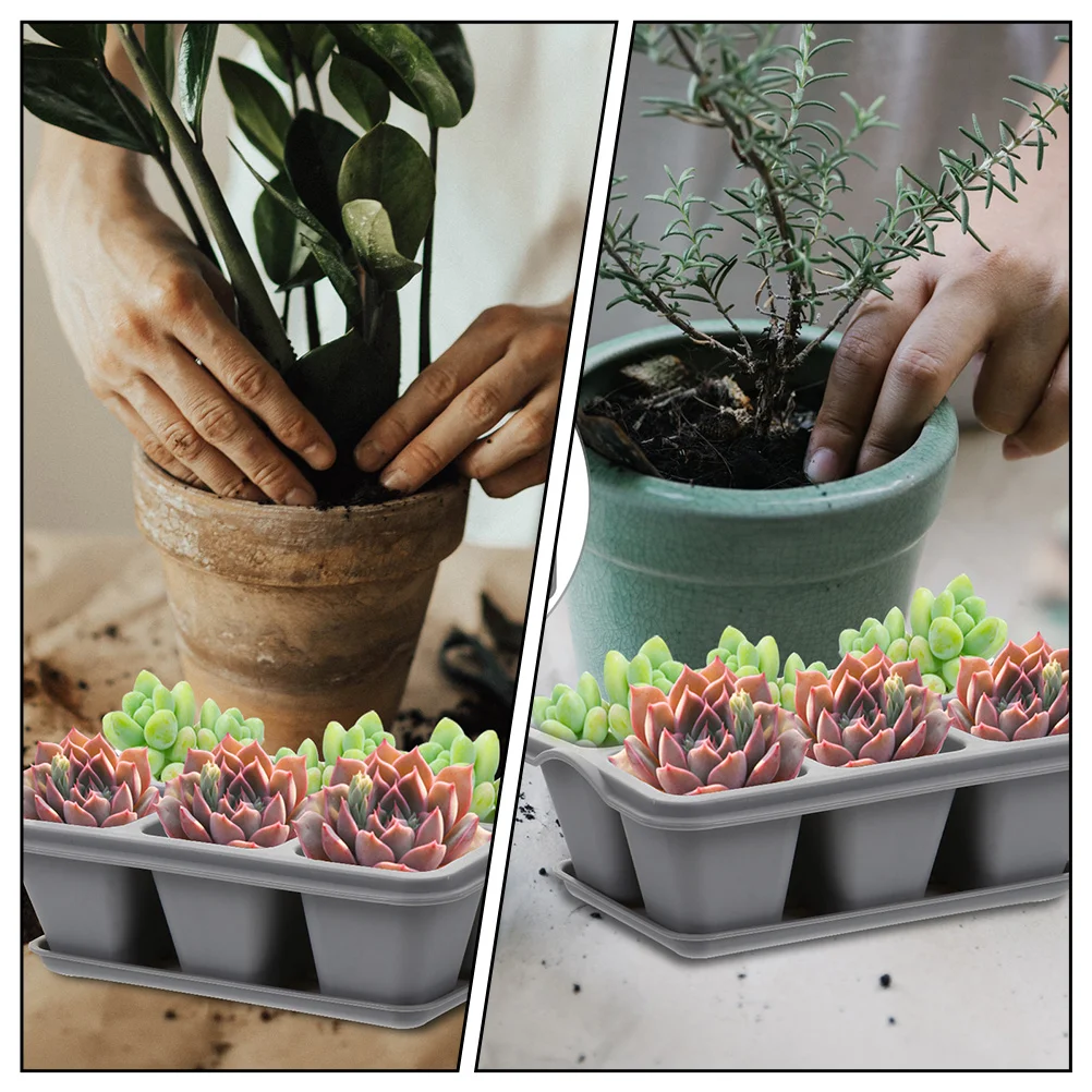 

2Pcs Grey Plastic Flowerpot Tray for Succulent Indoor Plant Pots Great for Bedroom Living Room Garden Herbs Cactus