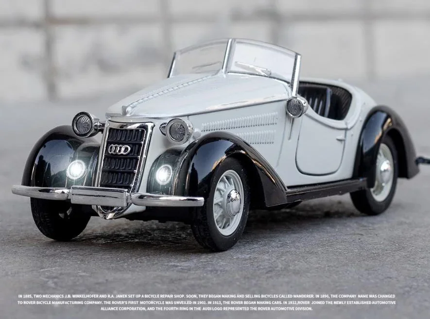 1:32 1936-1938 アウディ ワンダラー W25k クラシックホイール ヴィンテージカー スケールメタルモデル ライトサウンド付き ダイキャストビークル プルバックトイ A20