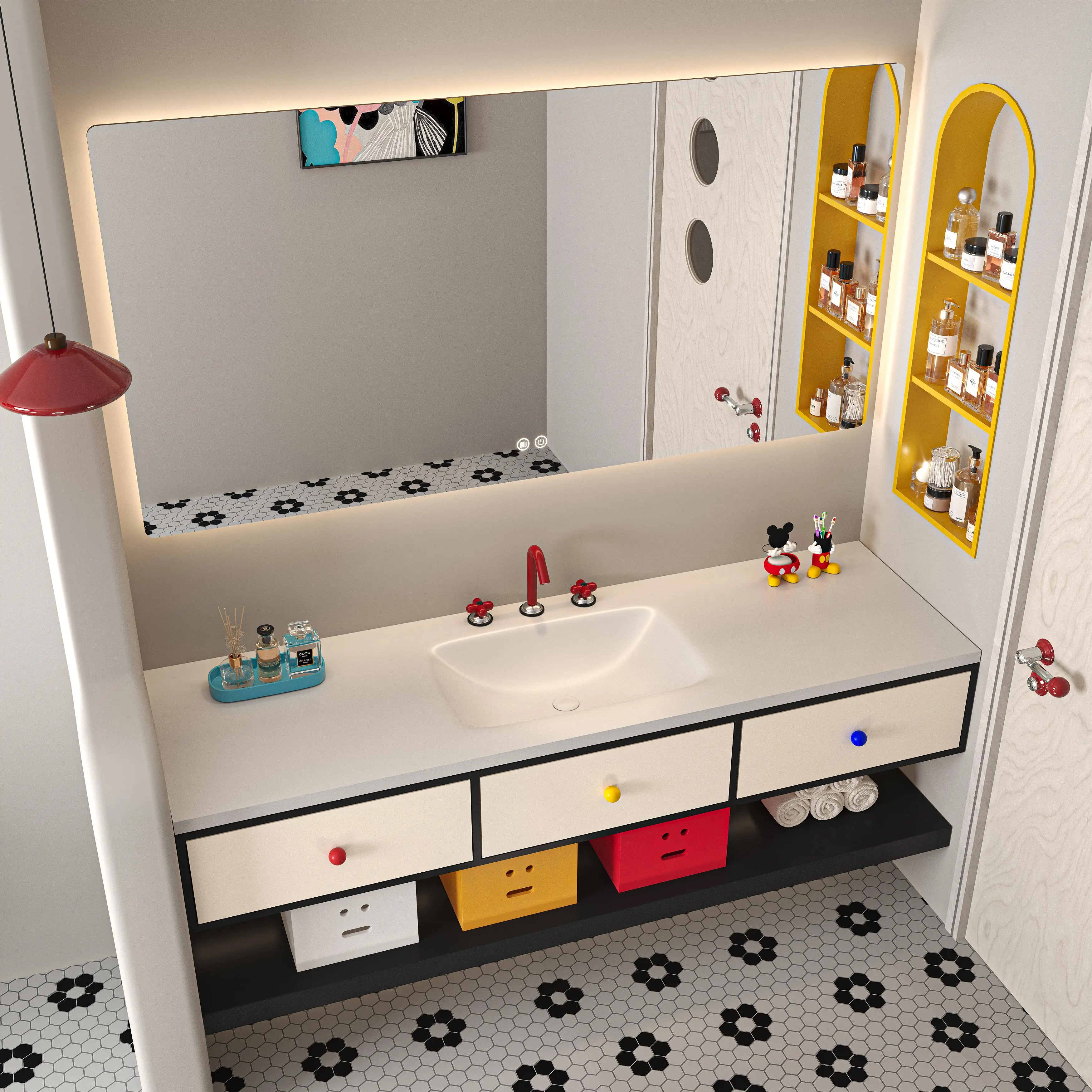 Designer Style Shower Room Waterproof Solid Wood Cabinet With Sink Smart Mirror Bathroom Cabinet
