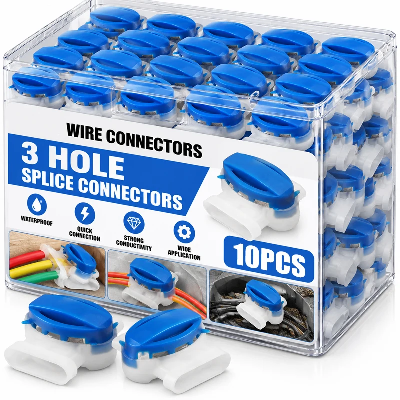 3 Pin Self Stripping Wire Connector Waterproof Tail Cable Connectors for Robotic Lawn Mower Electrical Splice Terminal Block