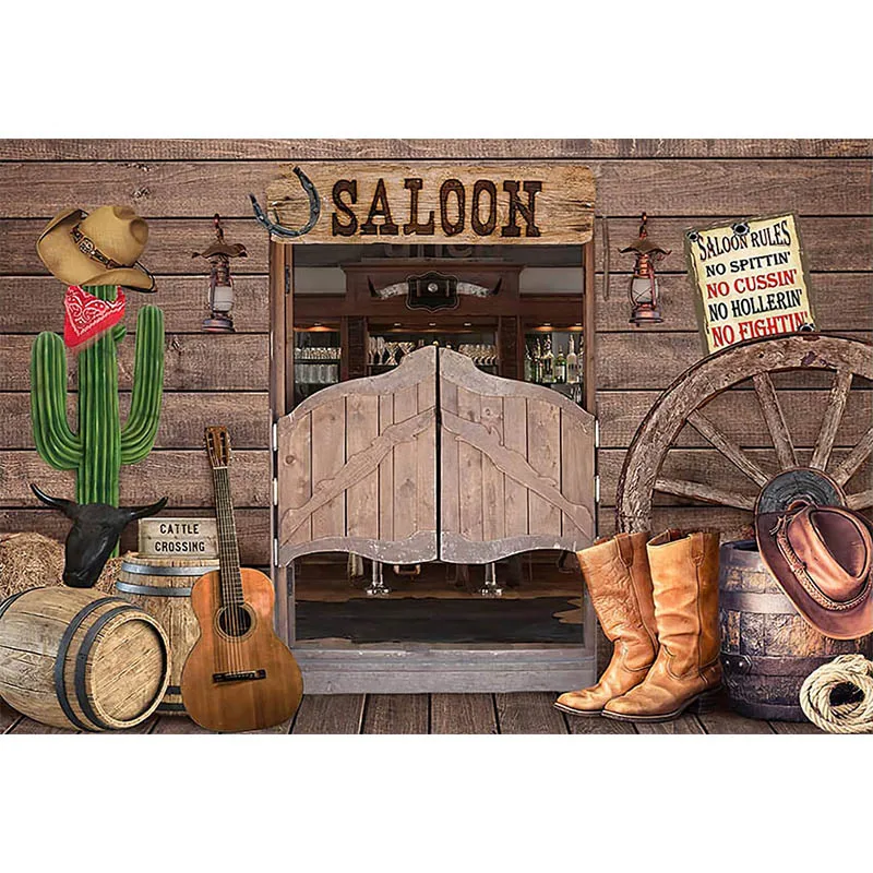 Avezano Photography Background West Cowboy Rustic Wooden Farm Saloon Barn Boots Boy Birthday Party Backdrop Photo Studio Decor