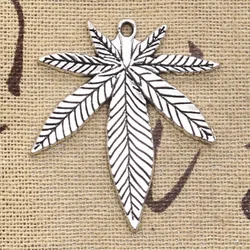 6pcs Charms Maple Leaf 39x34mm Antique Bronze Silver Color Pendants Making DIY Handmade Tibetan Bronze Silver Color Jewelry