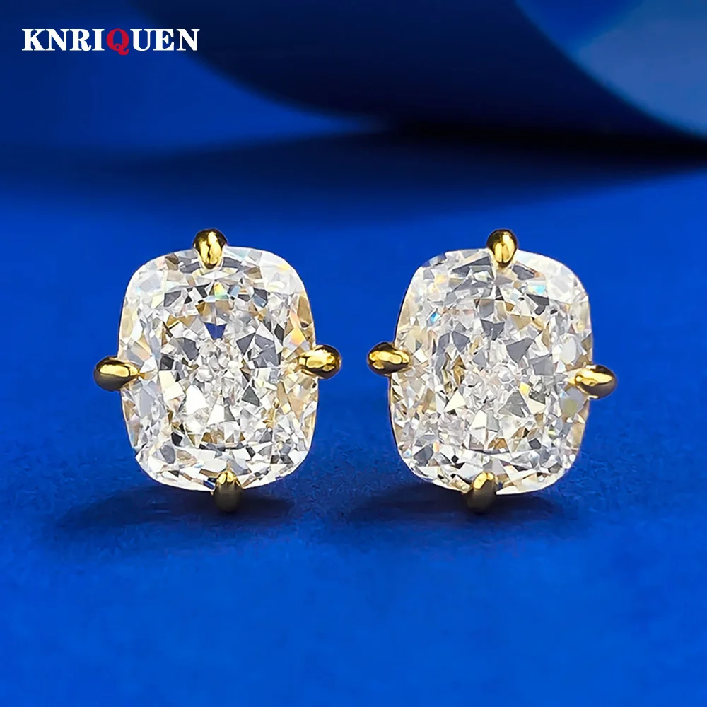 

Charms 18K Gold Plated 925 Sterling Silver 8*10mm High Carbon Diamond Stud Earrings for Women Wedding Party Fine Jewelry Gifts