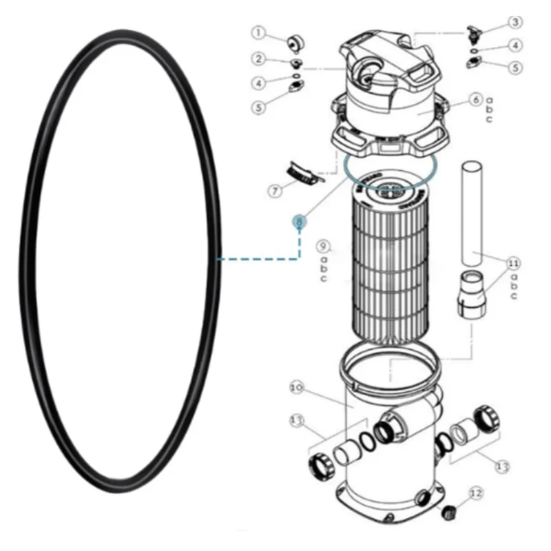 BAAG-Filtro Testa O-Ring Compatibile CXFHR1001 / RGX45G Per Hayward Swimclear C100S/C150S/C200S Regenx RG450/RG700/ ASL C850