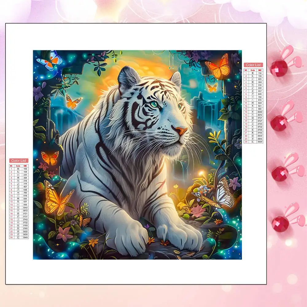 HUACAN الماس اللوحة الفنية الحرفية النمر الحيوان فراشة كامل مربع جولة الماس الفسيفساء جدار الفن الديكور #1