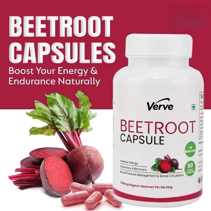 Beetroot Capsules 7200mg, 60 Capsules | Energy Supplement