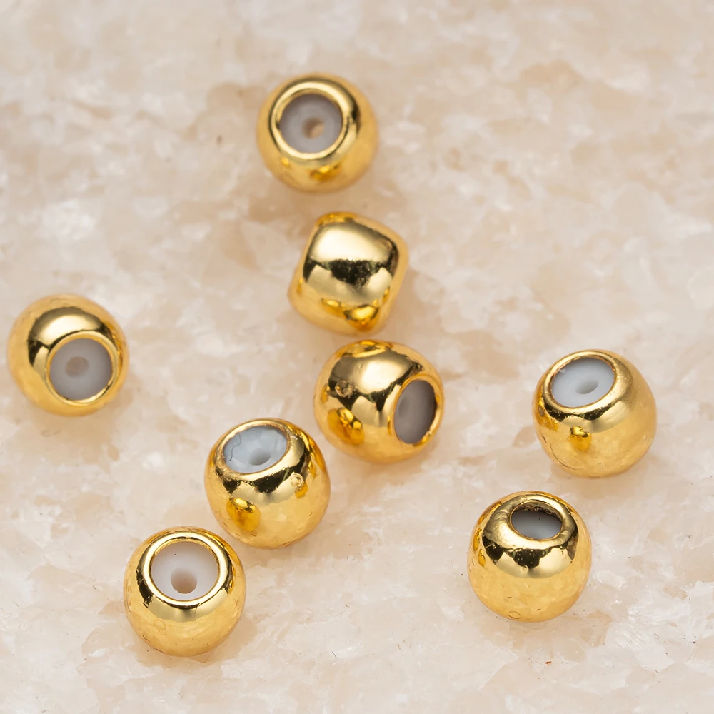 

20 шт., 18 К позолоченные пробковые бусины, вставки, силиконовые круглые длинные регулируемые бусины-разделители для DIY браслета, фурнитура для изготовления ювелирных изделий