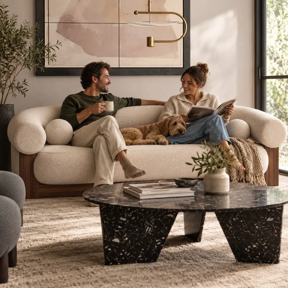 Nordic Modern Solid Wood Armchair, Upholstered Lazy Single Accent Sofa Chair for Home Living Room Leisure Indoor Furniture