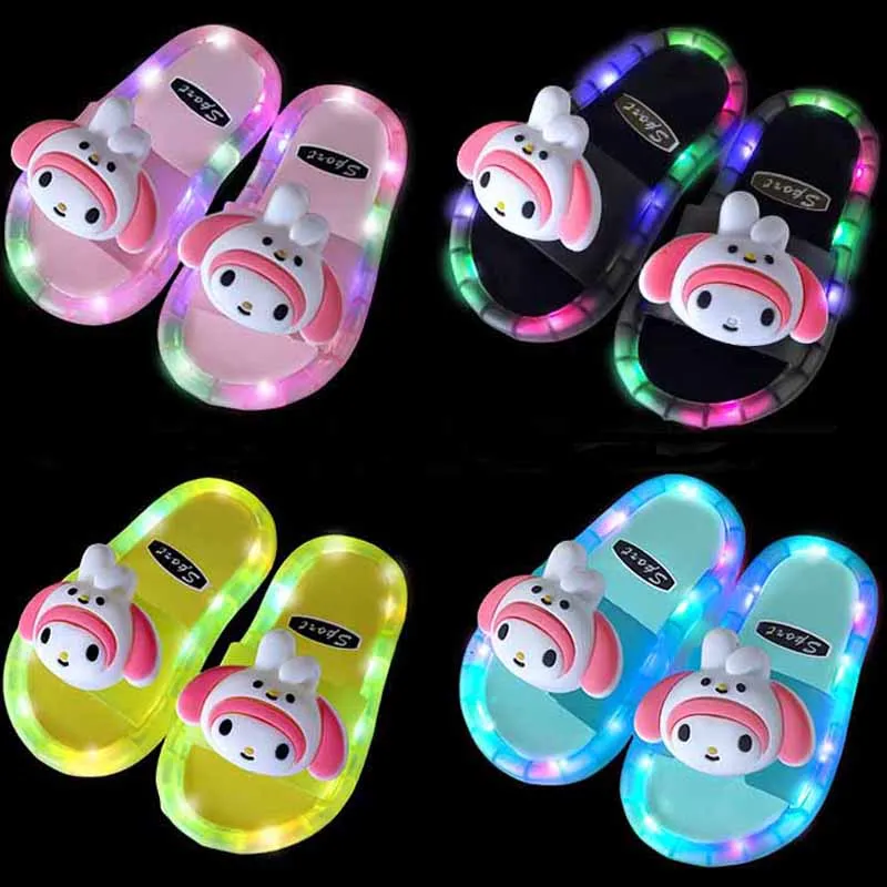 Summer Children‘s Boys Girls Slippers Cartoon Unicorn Animals Prints Shoes Lighted Cute Shoes Bathroom Kids Toddler Slippers