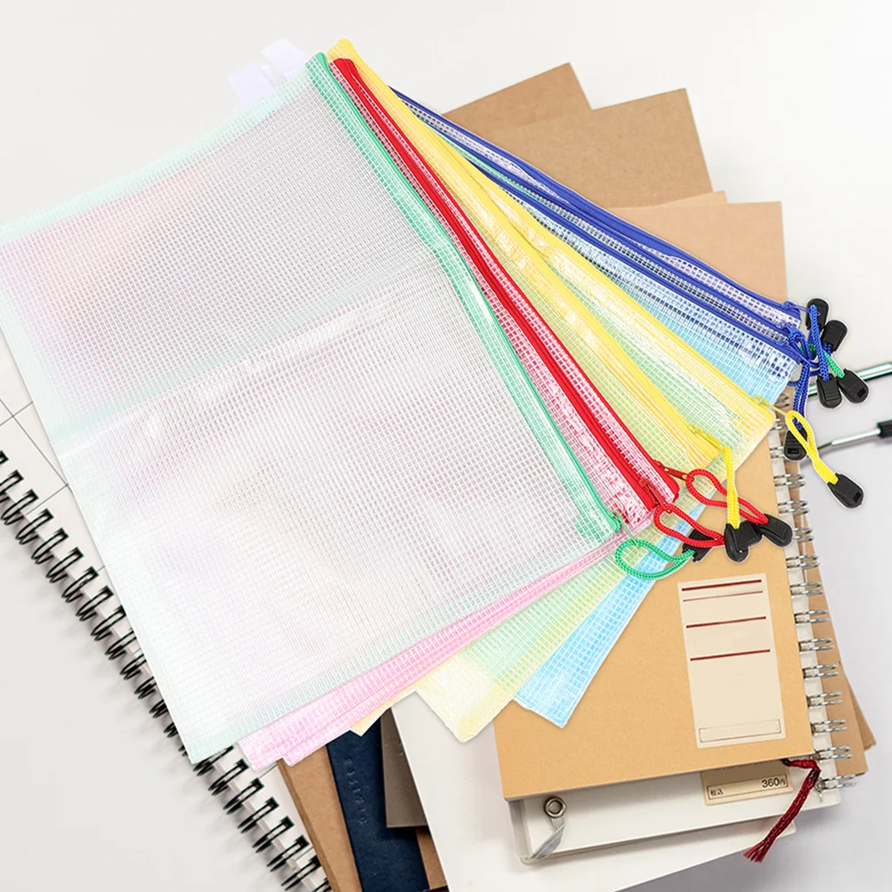 20 Uds. Bolsa transparente de malla de Pvc impermeable con cremallera A5 almacenamiento de archivos papel de prueba documentos 20 piezas bolsas de recibos bolsas para oficina