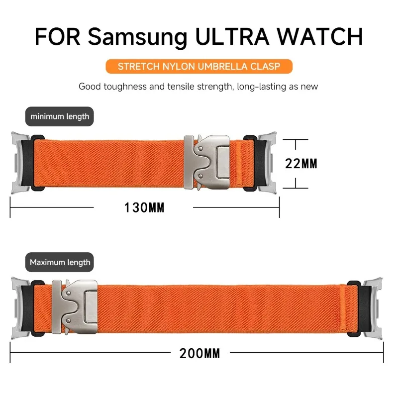 Correa de nailon para samsung galaxy watch ultra 2025, pulsera transpirable para galaxy watch 8, 40mm/44mm/8, banda clásica con hebilla de paracaídas