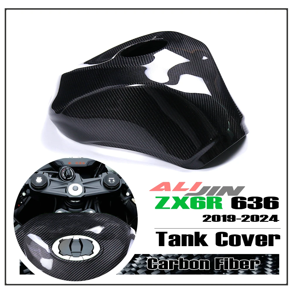 100% Real Dry Carbon Fiber Motorcycle Full Tank Gas Cover Protector Fairing Panel For KAWASAKI NINJA ZX6R ZX-6R ZX-636 2019-2024