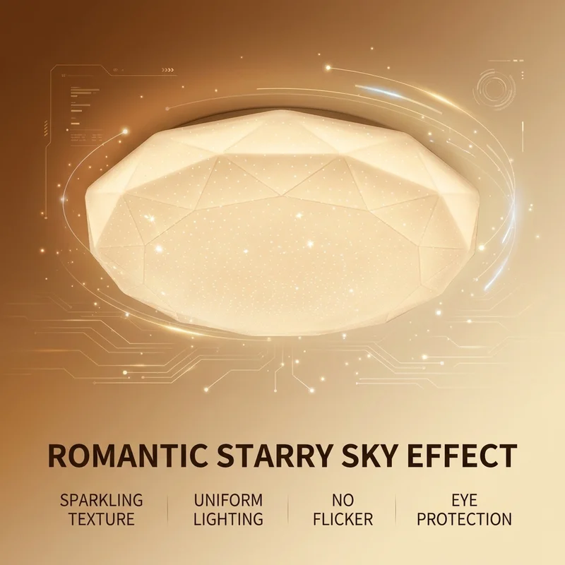 Ceiling light, 24W modern LED fixed light fixture, octagonal diamond shape, LED modern decorative light, three color temperature