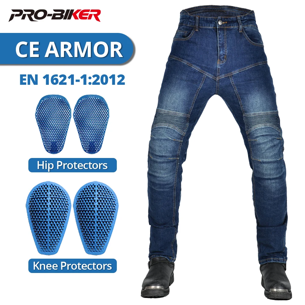 

Four Seasons Motorcycle Pants Windproof Motocross Jeans Wear-Resistant Anti-Fall Motorbike Riding Pants With CE Protective Pads
