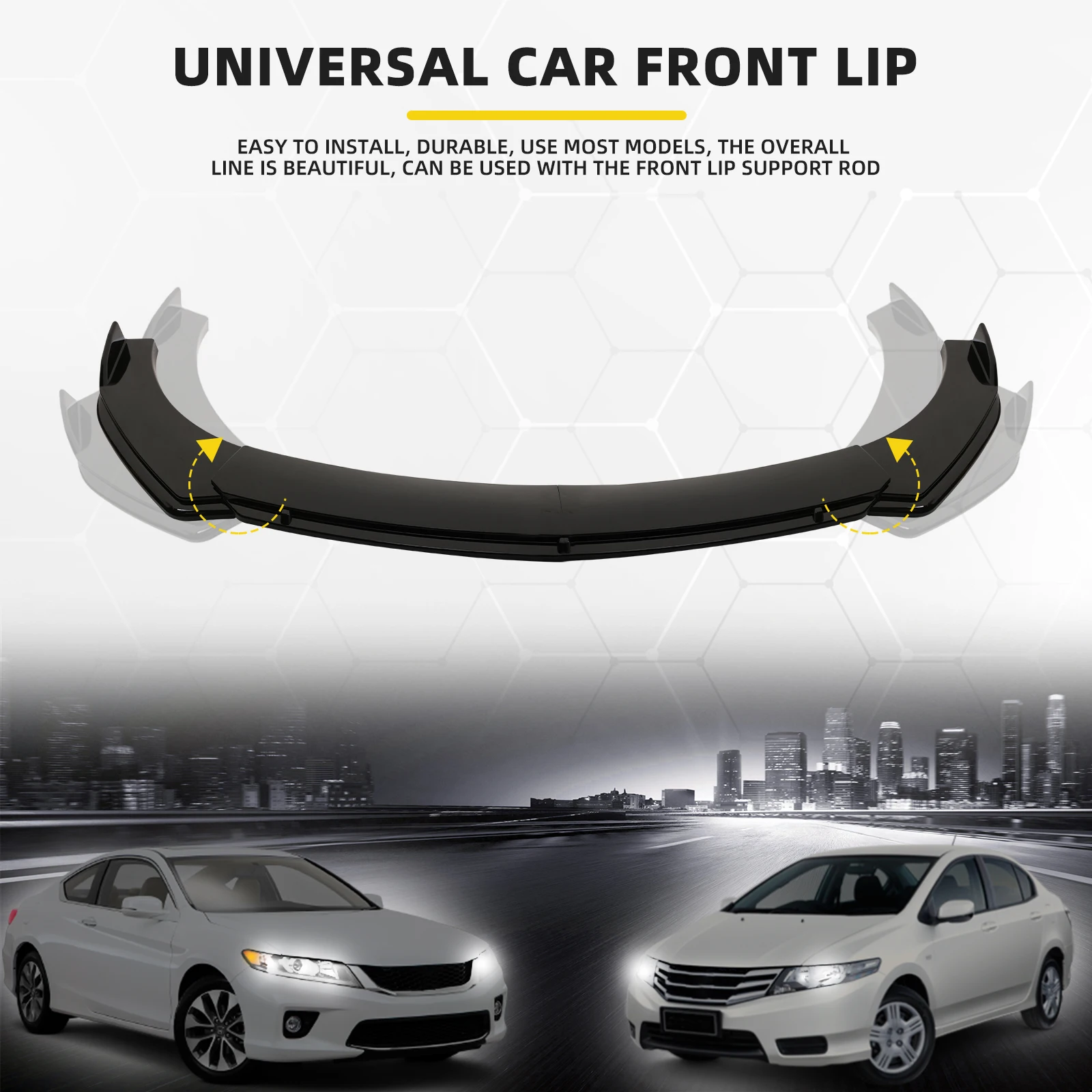 4PCS Universal Car Front Bumper Lip Body Kit Spoiler Splitter Carbon Fiber Bumper Canard Lip Splitter for Honda for Audi for BMW