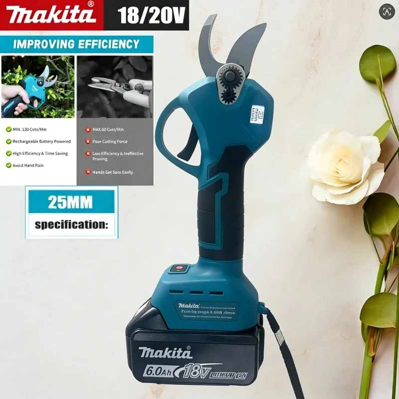 

Аккумуляторные садовые ножницы-секатор Makita 18В 6.0Ач, бесщеточные, с LED-дисплеем, для аккумуляторов Makita 18В