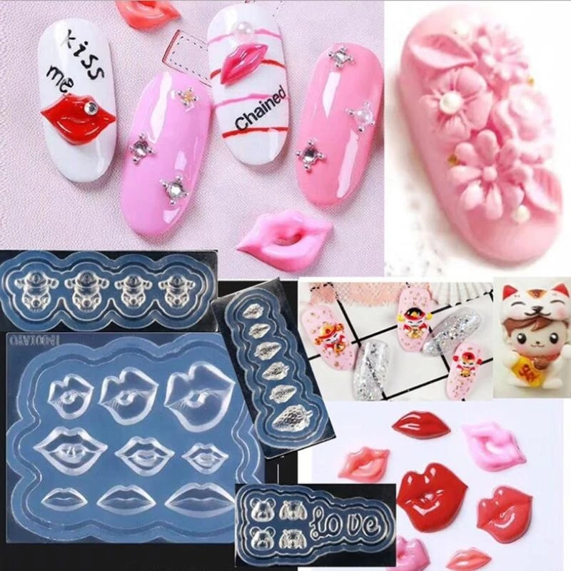 

652F Silicone Mold Art Decoration Lips Resin Casting Molds for Manicure Crystal DIY Template Manicure Tools