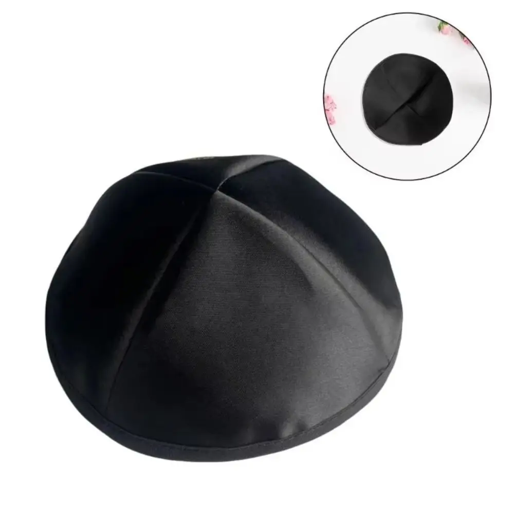 Durable Solid Color Kippah Cap Round Dome Smooth Surface Skull Cap Lightweight Satin Fabric Head Cover Daily Wear