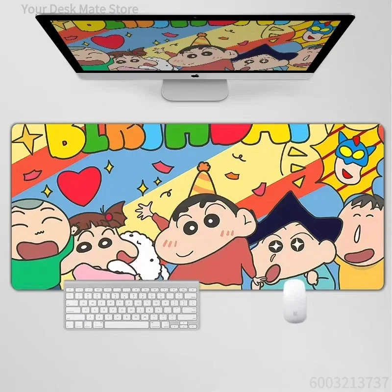 Computer Keyboard Pad Creative Funny Crayon Shin-chan​​ Rubber Mouse Pad Oversized Cute Cartoon Girl Non-slip Office Desk Pad