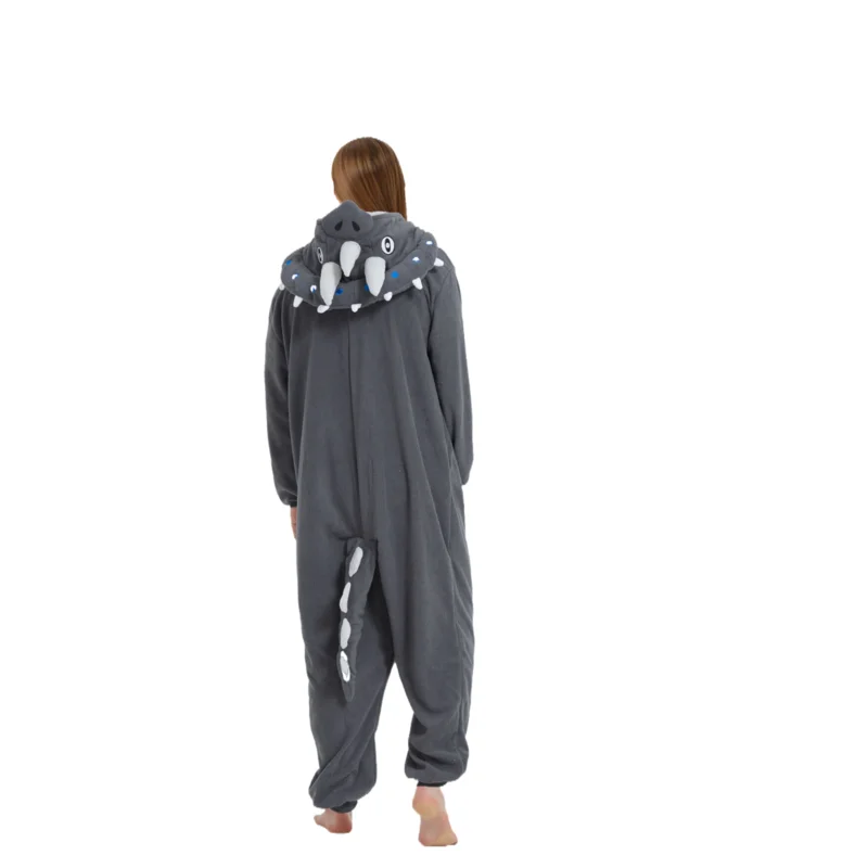 Adult Triceratops Zipper Animal Kigurumi Wool one-piece Pajamas Cartoon Costumes Halloween Party Cosplay Dinosaurs Pajamas