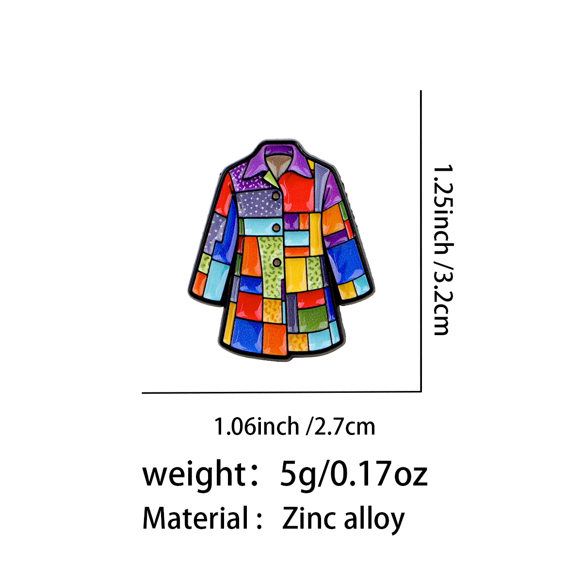 Rainbow Patchwork Coat Enamel Brooch Jacket Lapel Pin Color Block Clothes Badge Art Lover Backpack Hat Decoration