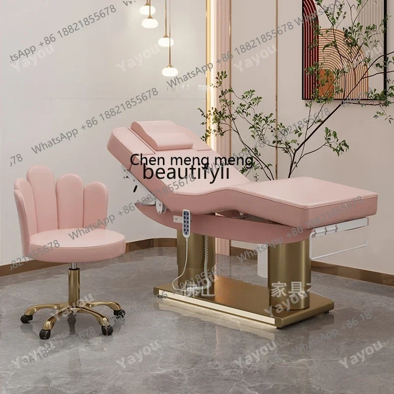 

Golden Stainless Steel Electric Beauty Bed Beauty Salon Massage Couch Tattoo Tattoo Embroidery