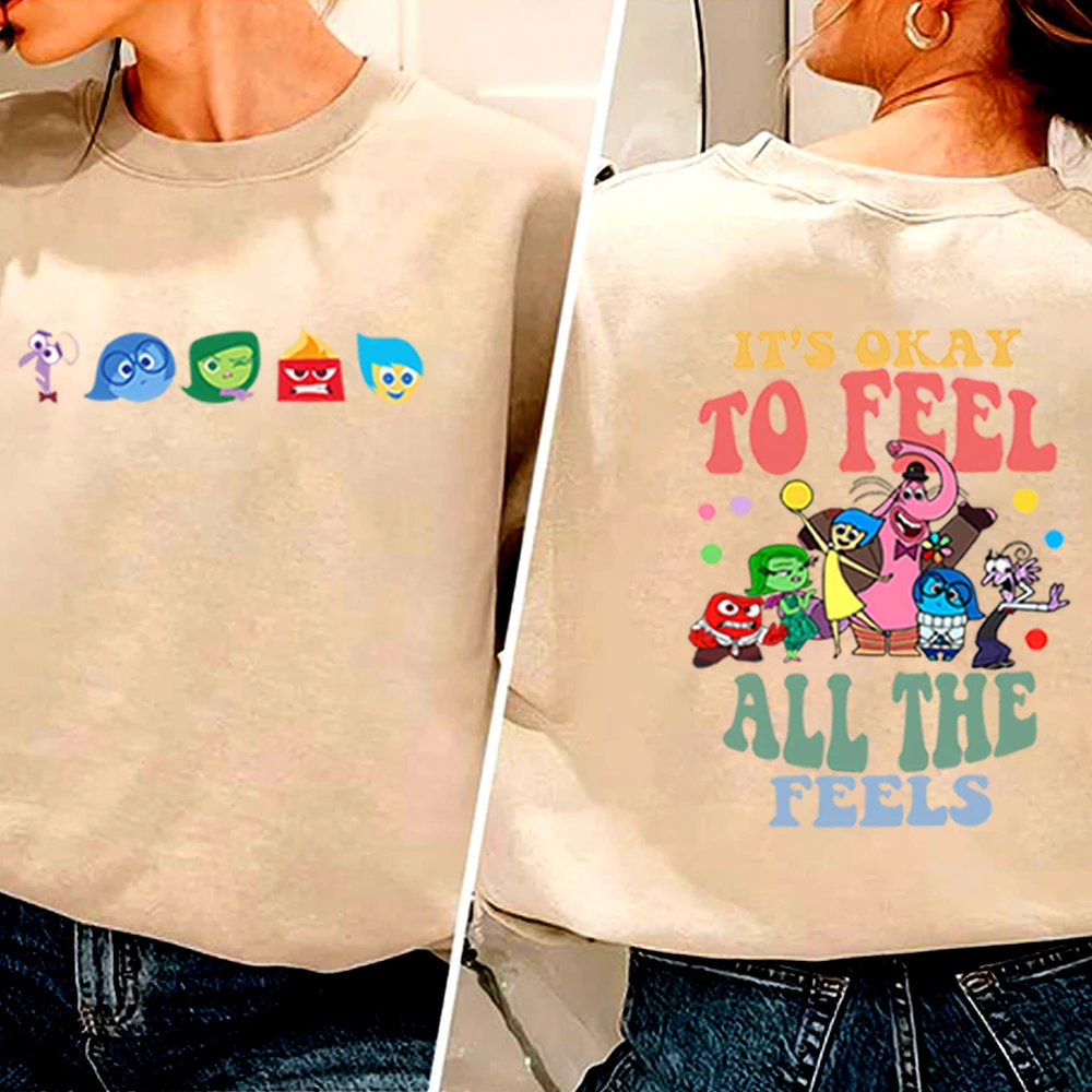 Inside Out It\'s Okay To Feel All The Feels Sweatshirt Funny Mental Health Shirt Inclusion Hoodie Cute Speech Therapy Sweatshirts