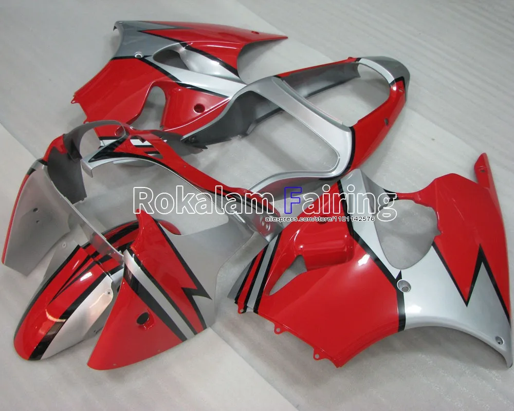 

For Kawasaki NINJA ZX6R Plastic Fairings 2000 2001 2002 ZX 6R Fairings Silver Red Body ZX-6R Kit (Injection molding)
