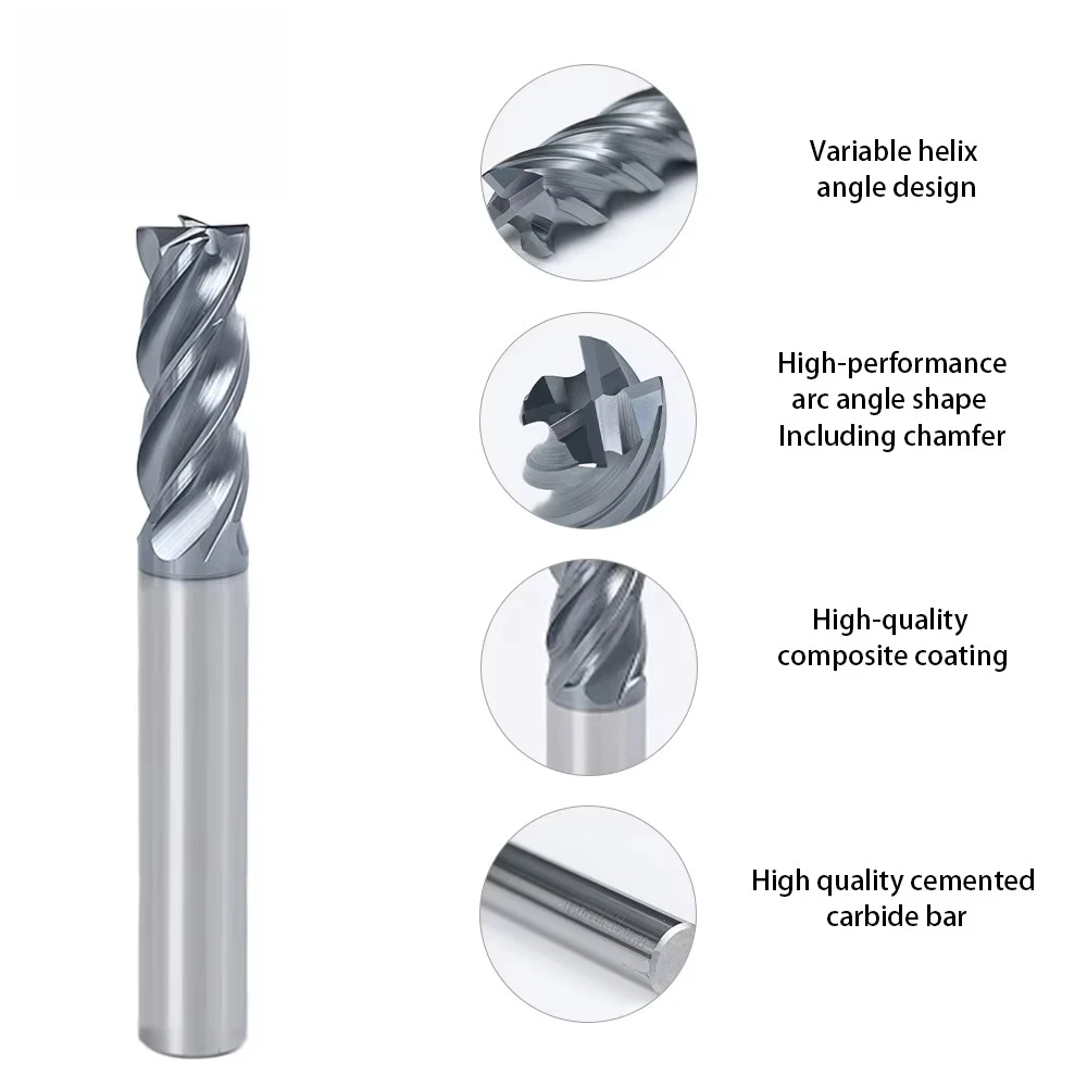 12mm Four-Flute Straight Shank Flat End Mill Chamfer New Design Custom ODM&OEM Support AlCrN Coated Milling Cutter