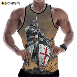 Hot Sale Game Knights Templar 3D Printed Tank Tops Men Summer Vest Casual Knights Templar Sleeveless Hip Hop Oversized Tops 6XL