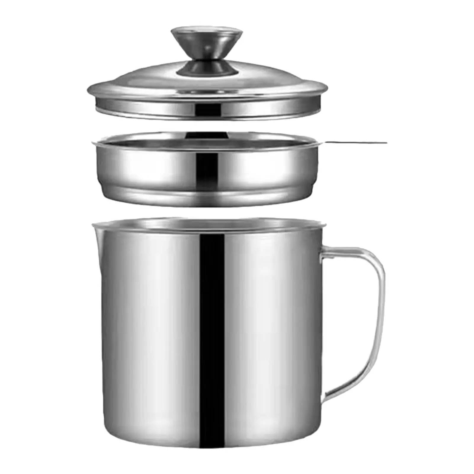 

Stainless Steel Oil Pot Kitchen Grease Container Large Capacity Ergonomic Handle Cooking Oil Dispenser Vinegar Holder
