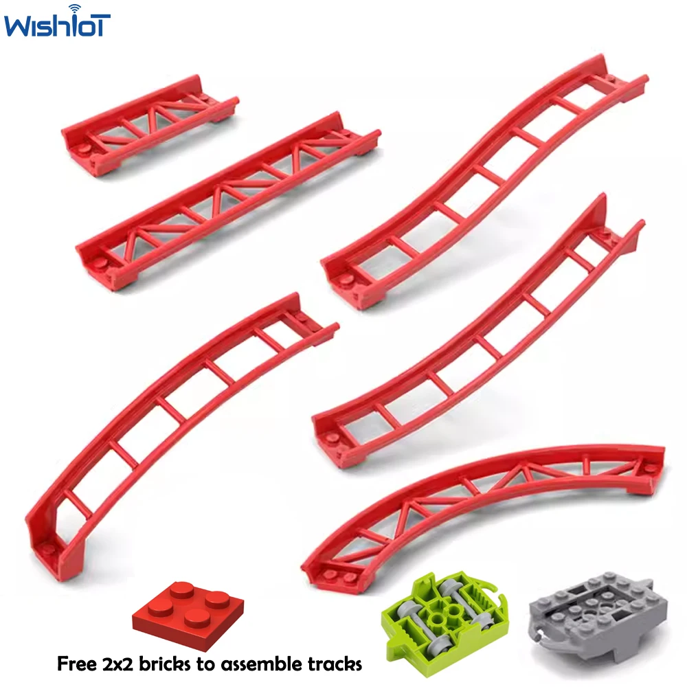 10PCS Technical Coaster Tracks Rail Train Railway Compatible With Legoeds Building Blocks 26022 25059 25061 34738 26559 26060