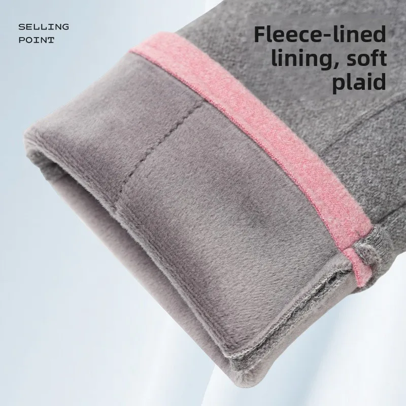 Comfortable Women Autumn Winter Warm Thickened Fleece Gloves Windproof Touch Screen for Outdoor Sports Driving Tram Riding