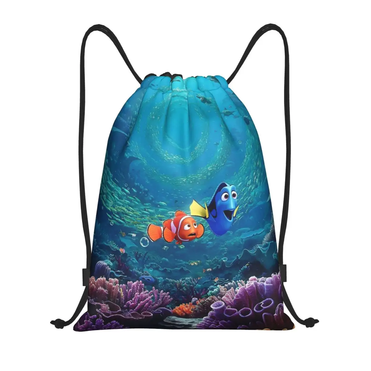 

Custom Finding Nemo Drawstring Bag Men Women Lightweight Fish Cartoons Sports Gym Storage Backpack
