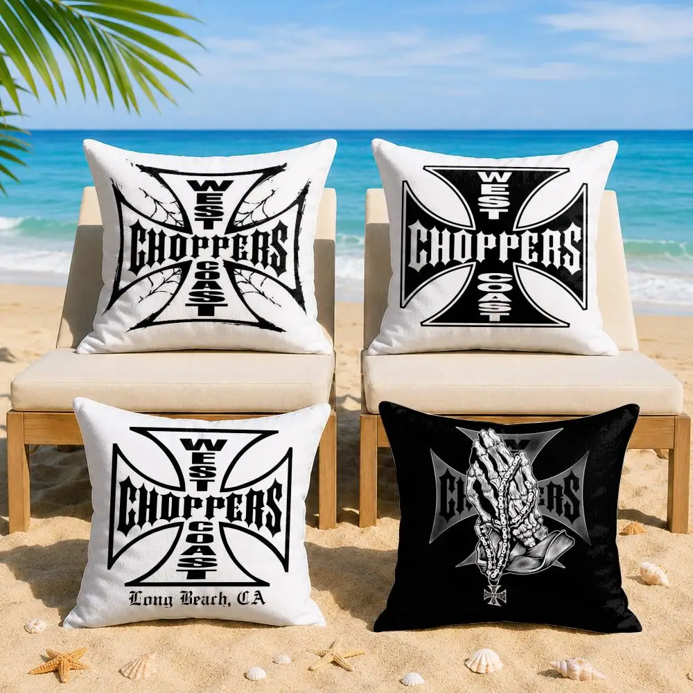 W-West Coast C-Choppers Cushion Cover Soft Short Plush Double-Sided Printing Home Decor Machine Washable Pillow Case Gift