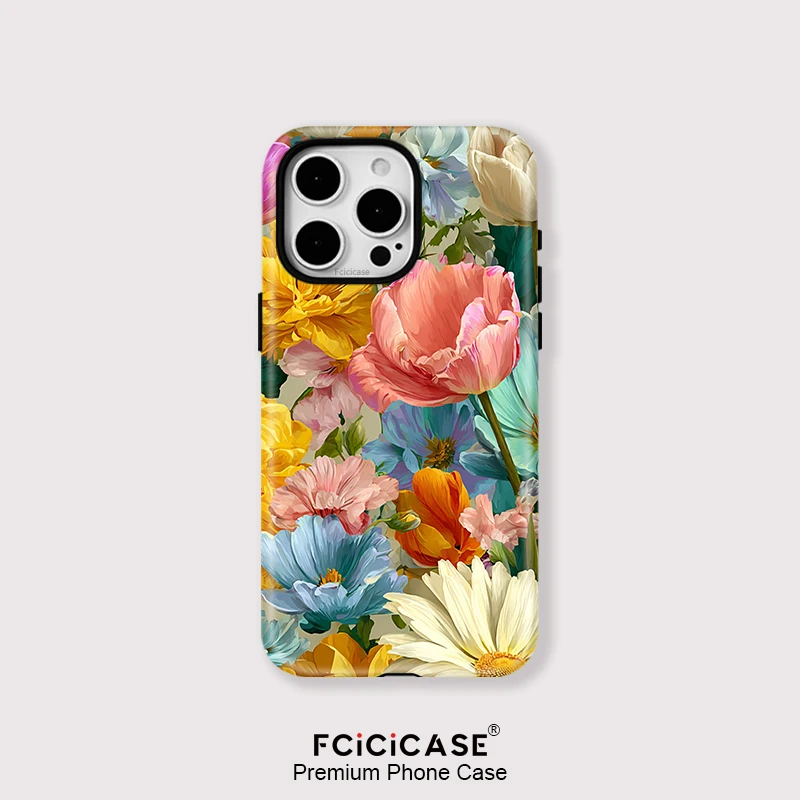 Image of Fcicicase magnetische für Magsafe Handyhülle für iPhone 17 Air 17 Pro Max 16 15 Plus 13 12 14 Pro 11 bunte Blumendruck-Abdeckung