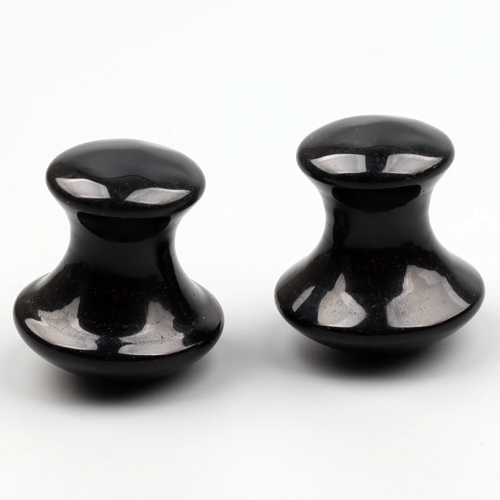 Obsidian Mushroom Face Care Massager Natural Crystal Gua Sha Tool Massage Head Eye Skincare Scraper Wrinkle Beauty Products