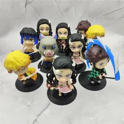 10pcs/set Anime Demon Slayer Kamado Nezuko Kamado Tanjuurou Battle Version Action Figure Collectible Models Toys 10cm