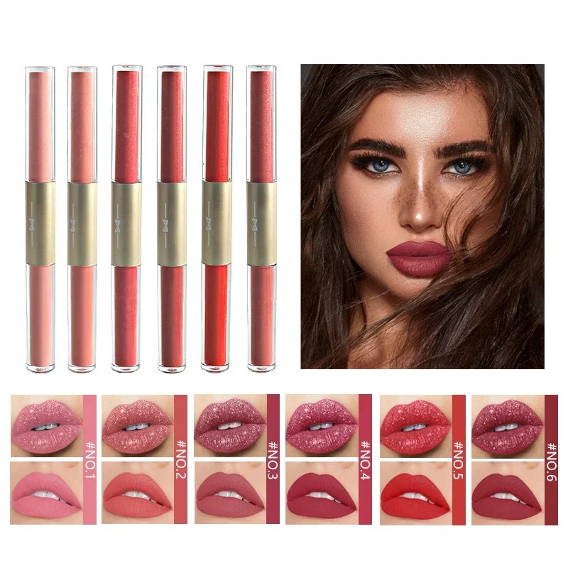 Brilho labial fosco e cintilante para meninas e mulheres, esmalte labial hidratante, batom para meninas, maquiagem Music Festival, cosméticos, 2 em 1