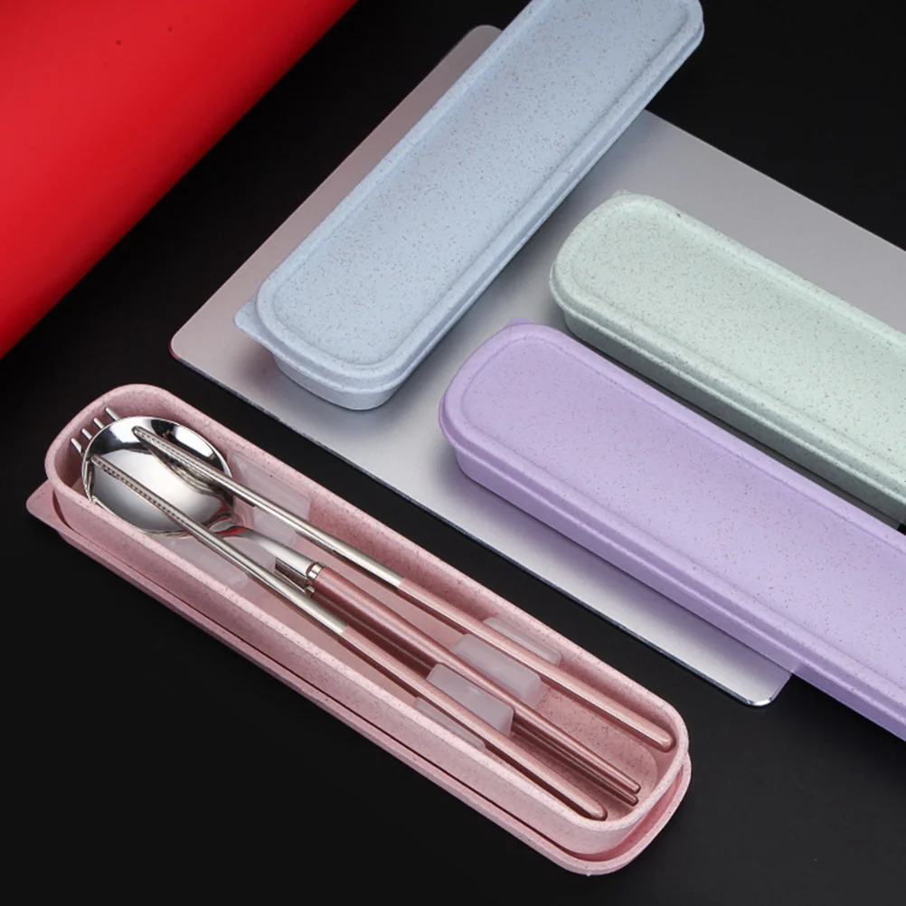 

3 Pcs Serving Utensils Chopsticks Fork Cutlery Mini Stainless Steel Spoon Travel